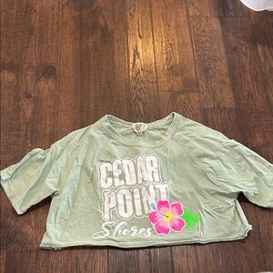 Kids Green Graphic Crop Tee, Cedar Point, Size S